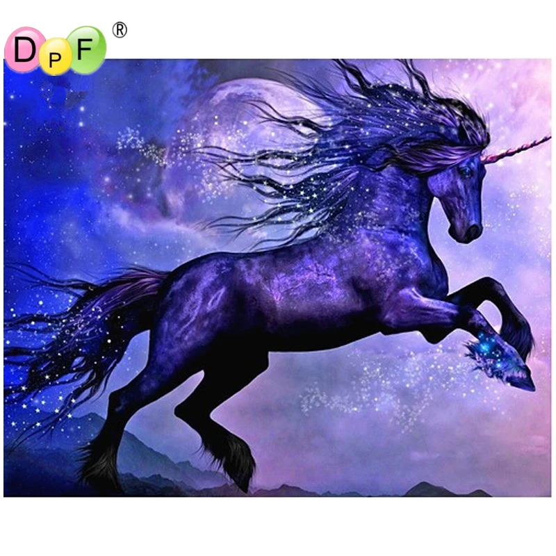 DPF 3D Diamond Embroidery unicorn Diamond Painting Cross Stitch Square