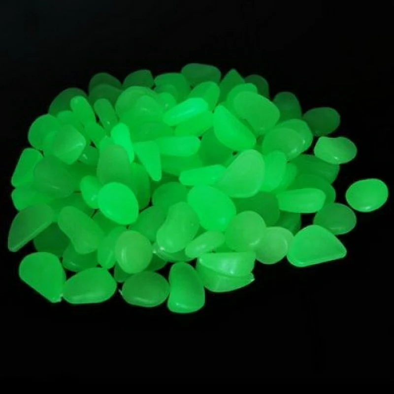 100 Glow in the Dark Pebbles Stones for Walkway Yellow Green / Decorative Gravel for Your
