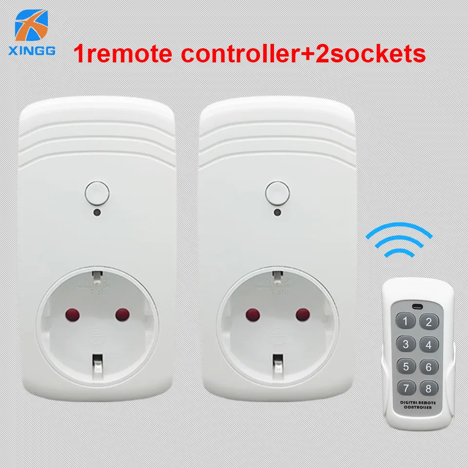

2PCS RF 433MHz Intelligent 2 Smart Wireless Remote Plug Socket Outlet W/ Control Switch 1 Transmitter US EU UK Plug