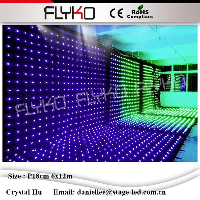 

P18 6M*12M SD Card LED Vision Curtain,LED Vision Cloth,LED Video Curtain / Wedding Decoration