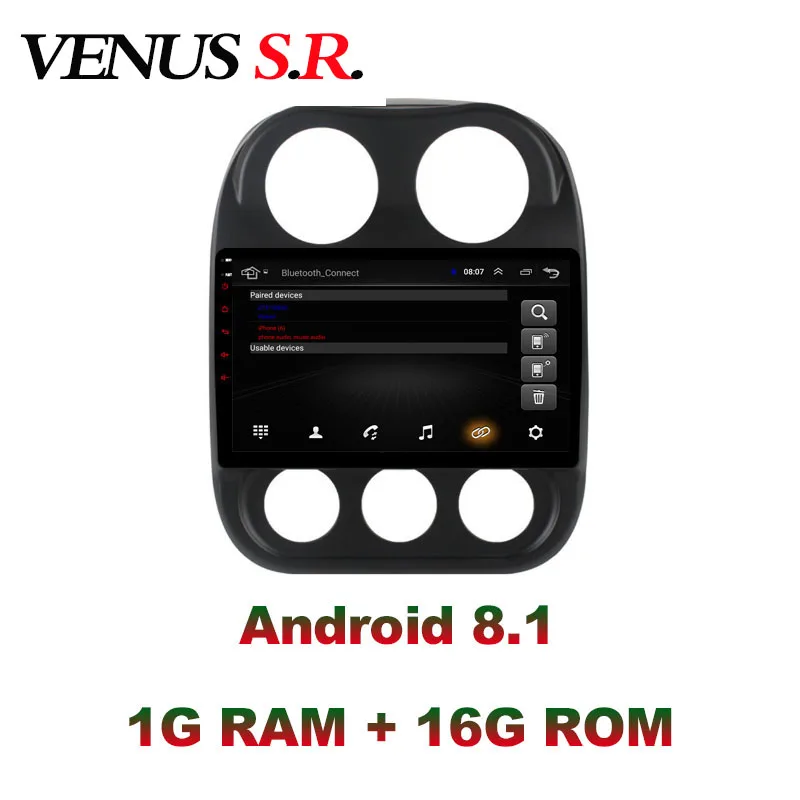 VenusSR Android 8.1 Car DVD Player GPS Navigation Multimedia For JEEP Compass Patriot Radio 2009- car stereo wifi