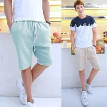 Лидер продаж Новые мужские льняные Шорты мужские пляжные шорты мужские повседневные льняные бежевый 5 видов цветов 28 до 36 Большие размеры