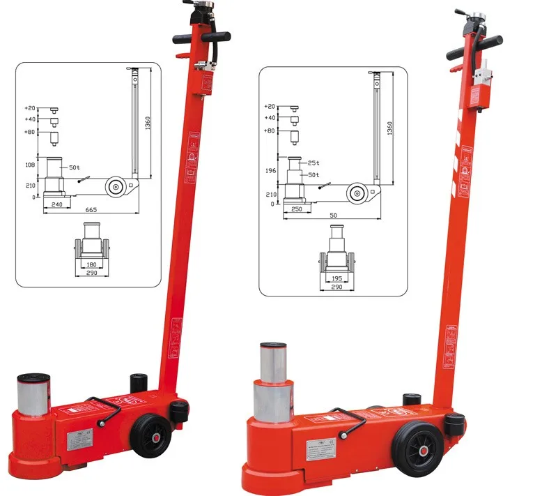 Hydraulic jacks AJ50T2N horizontal pneumatic hydraulic jack 50 t 2jack