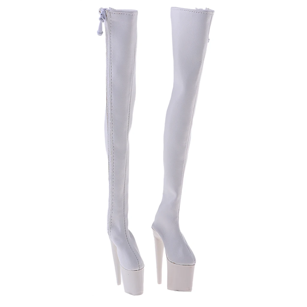 1/6 Female PU Leather Shoes 12inch Action Figure High Heeled Over Knee Long Boots Model Fit  Women Shoes 3Colors