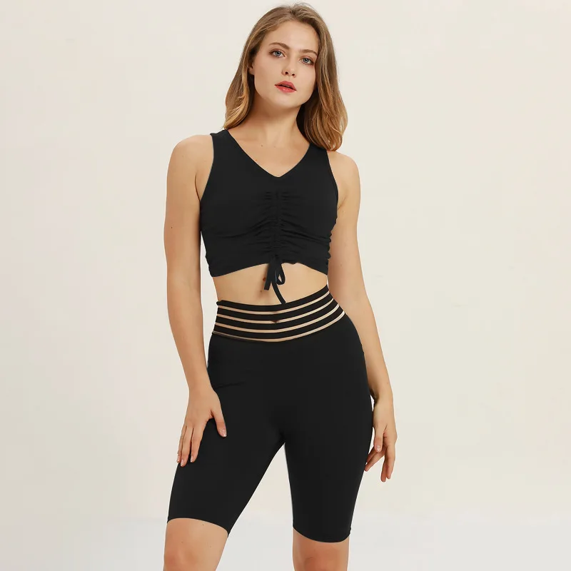 

Women 2 Pcs Yoga Set Crop Tops Shorts Outfits Sport Workout Tracksuit 2019 Sexy Summer Slim Beach Party Club Clothing Sleeveless