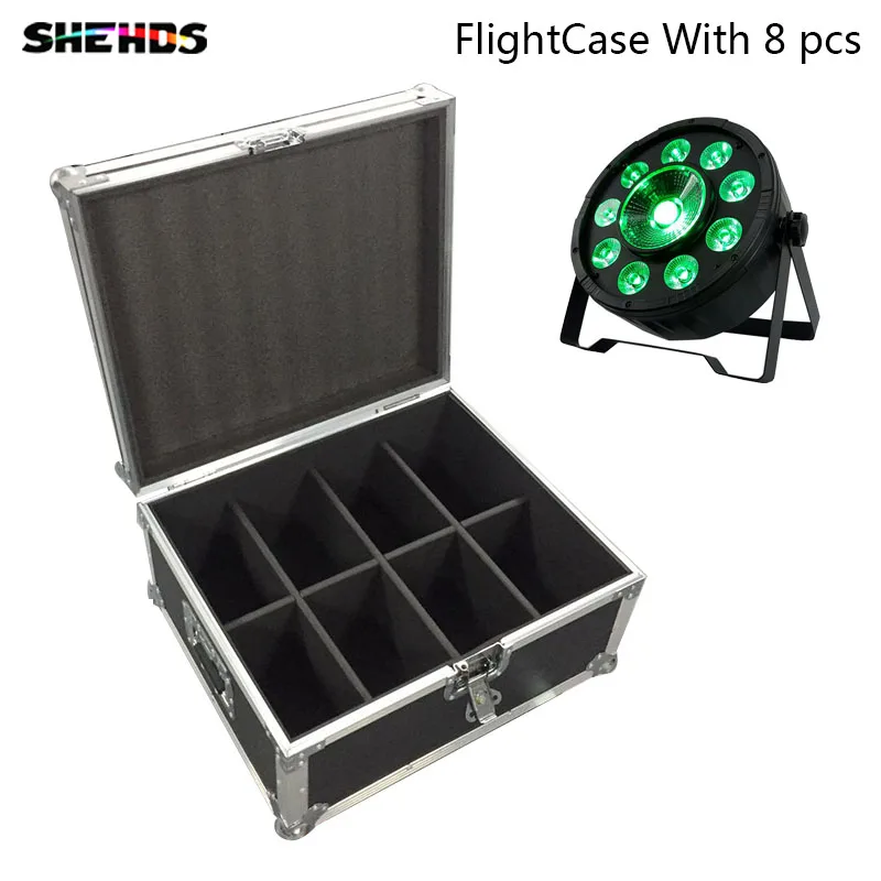 

FlightCase with 8 pieces LED Flat Par 9x10W+30W RGB LED Light for Disco KTV Party 7channels Fast Shipping,SHEHDS Stage Lighting