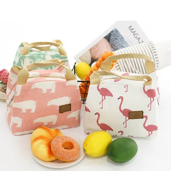 

For Women Kids Men Insulated Canvas Box Tote Bag Thermal Cooler Food Lunch Bags Waterproof Handle Carrying Lunch Cases 1