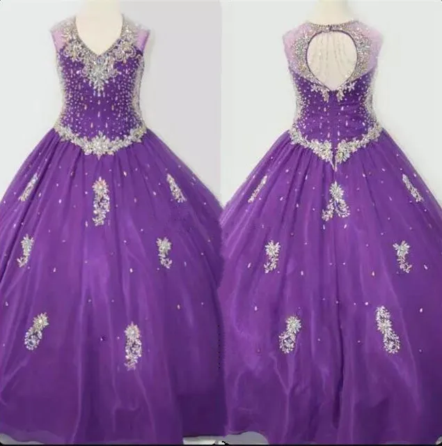 Gorgeous Glanzend Kristallen Kralen Pageant Jurk voor Meisjes Baljurk bloem Meisje Jurken Maat 4 6 8 12 14 16Y Custom Gorgeous Glanzend Kristallen Kralen Pageant Jurk voor Meisjes Baljurk bloem Meisje Jurken Maat 4 6 8 12 14 16Y Custom