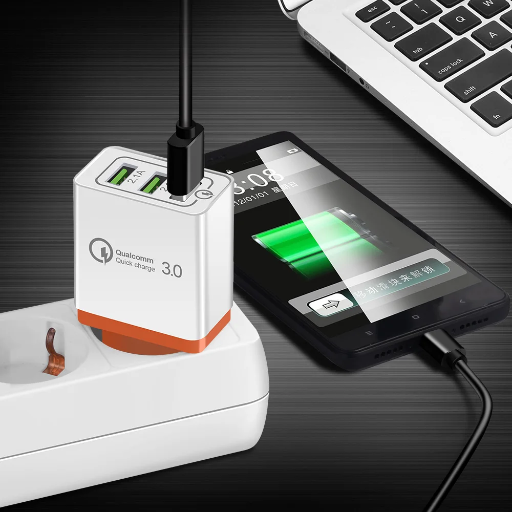USB зарядное устройство QC3.0 2.1A Быстрая зарядка 3 порта EU US вилка адаптер питания дорожное настенное зарядное устройство розетка для iPhone samsung S8 S9