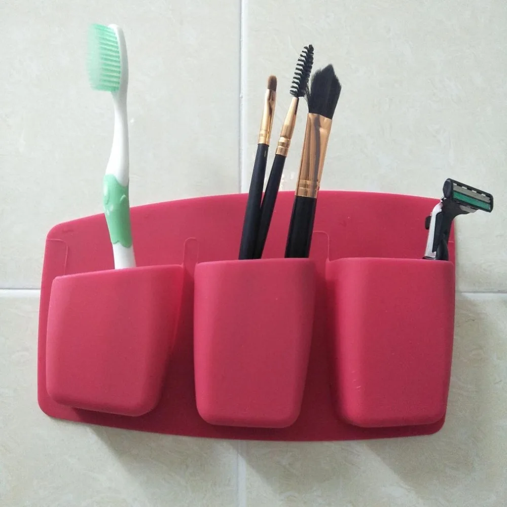 متعددة الوظائف سيليكون الحمام النثرية الجرف تخزين الرف فرشاة أسنان فرشاة للمكياج حامل معجون الأسنان ماكينة حلاقة المنظم