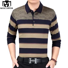 Miacawor Для Мужчин's мужские поло Мода полосатый рубашка Me повседневное бизнес мужчин весна с длинным рукавом Camisa Masculina T689