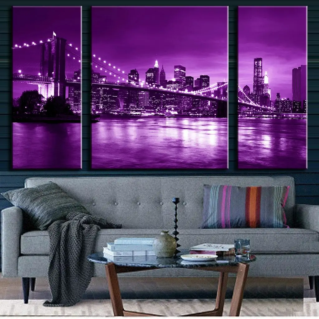 3 Pcs Set Modern Wall Painting Brooklyn Bridge Combined Paintings