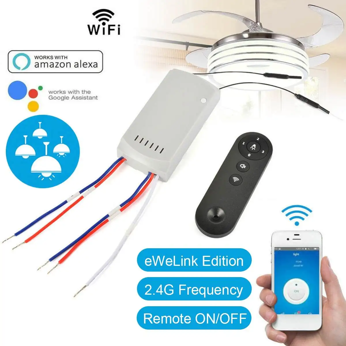 

NEW Ceiling Fan Controller WiFi Smart Ceiling Fan eWeLink APP Remote Control ON /OFF Control Fan Switch for Sonoff IFan02