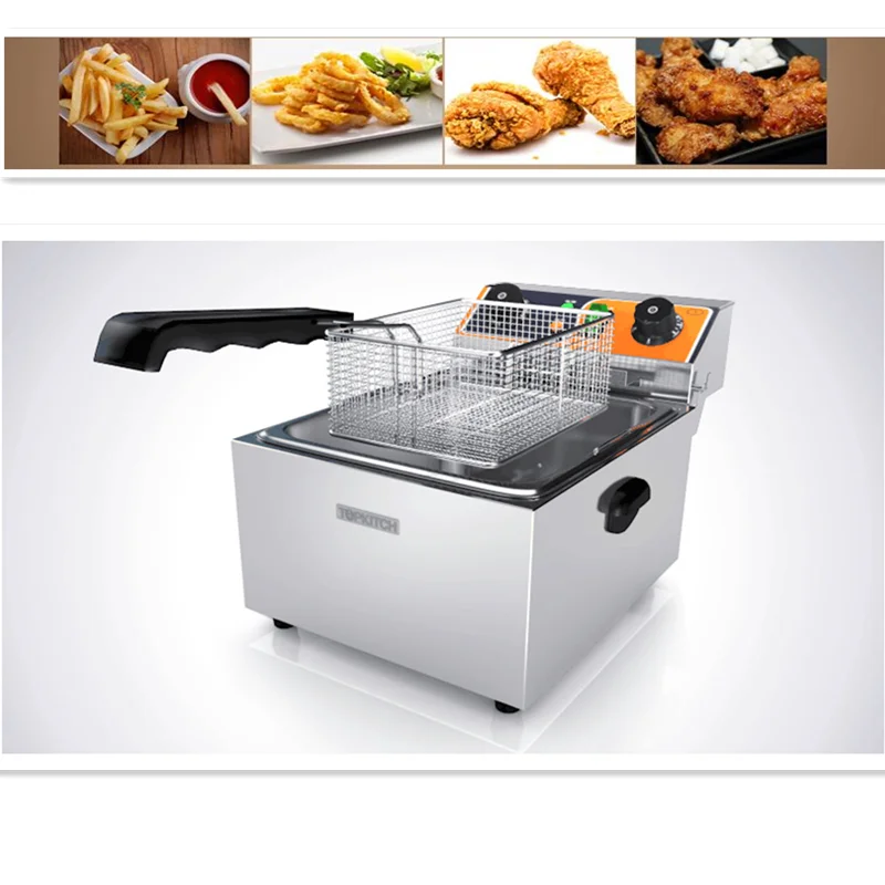 

220V/3Kw 10L Commercial Electric Fryer Commercial Fried Chicken And French Fries With Timer
