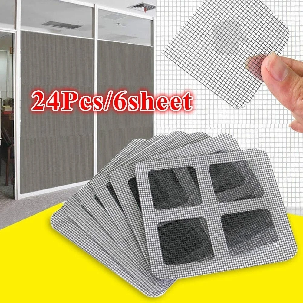 

24Pcs/6sheet Fix Your Net Mesh Window Screen for Home Anti Mosquito Repair Screen Patch Stickers