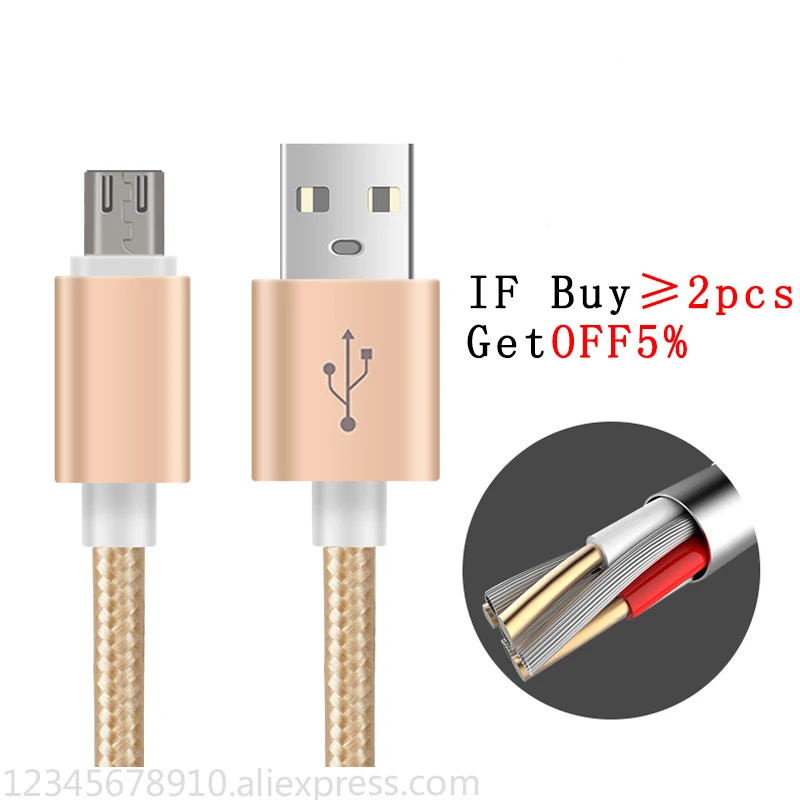 Металлическая головка Micro USB кабель для быстрой зарядки Кабель зарядного