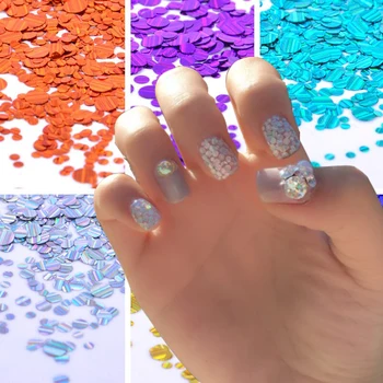

FWC 12 Colors Optional Holographic Nail Sequins Laser Flakes Round Stripe Nail Sequins Glitter Paillette Decoration For Nails