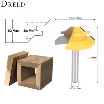

DRELD 1/4*1-3/8 Tongue and Groove Router Bit Woodwork Milling Cutter Power Tools Drilling Milling for Wood 1/4" Shank 45 Degree