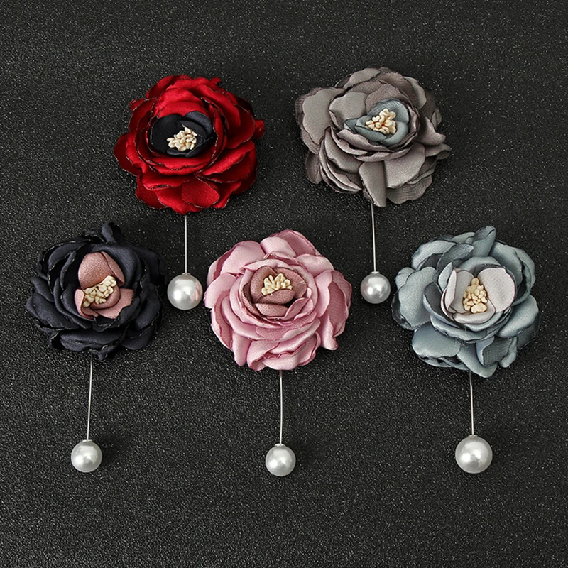 

Wedding Groom Boutonniere Handmade Ceremony Brooches Groomsmen Corsage Soft Pink Groom Buttonhole Flower Accessories