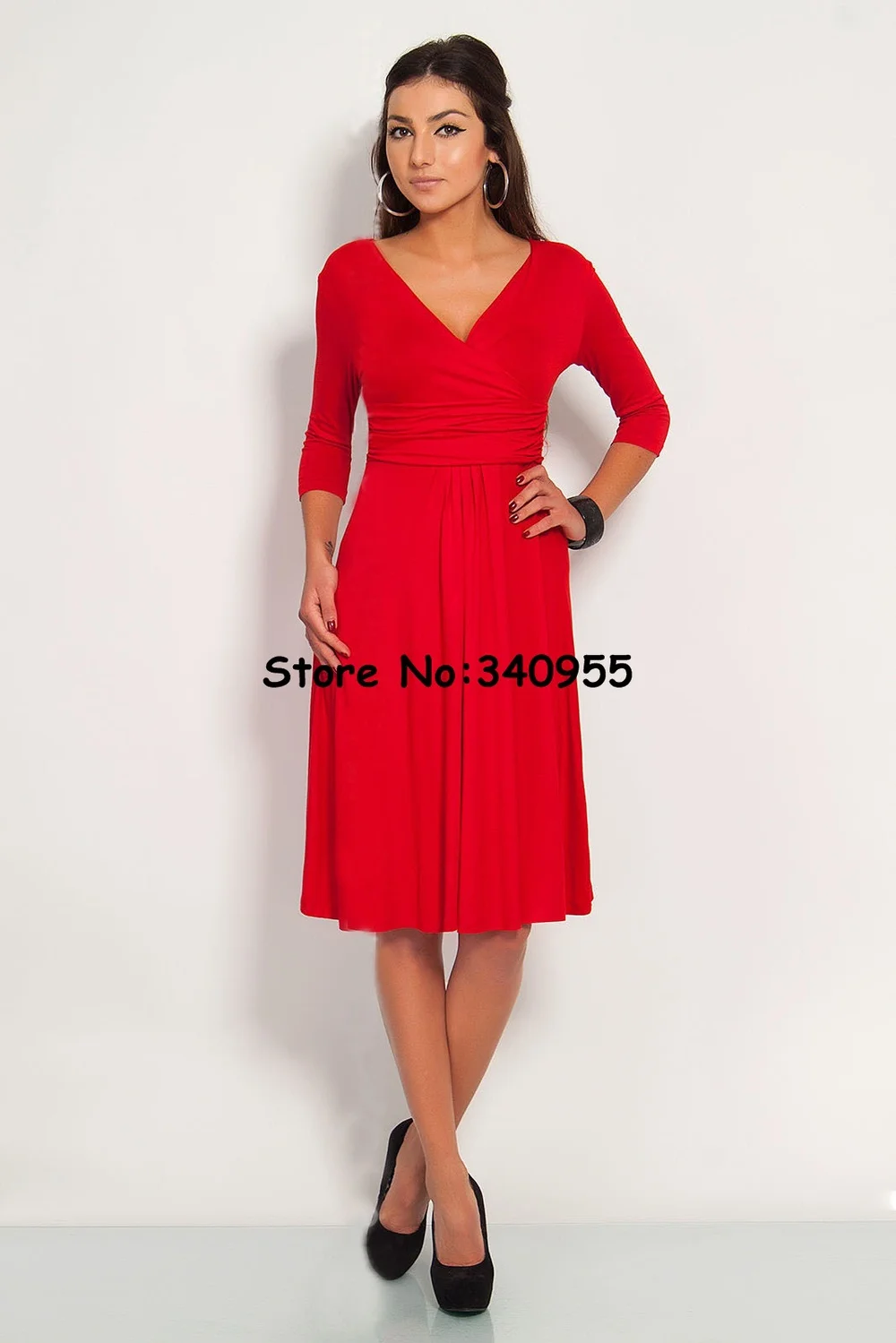 Aamikast, бодикон, v-образный вырез, рукав три четверти, новая мода,, женские платья, весна-осень, вечерние, Коктейльные, повседневные платья - Цвет: red D0483