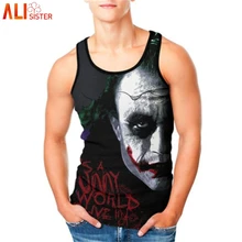 Alisister плюс Размеры жилет Для мужчин 3D Bat Для мужчин Джокер печати майка Фитнес рубашка без рукавов мужской спортивной майку летом Футболки