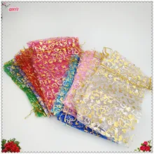 Sacos de doces de presente de casamento de natal organza gaze elemento de embalagem de jóias saco 25 pçs simples eugen fio drawtring feixe malotes 8z