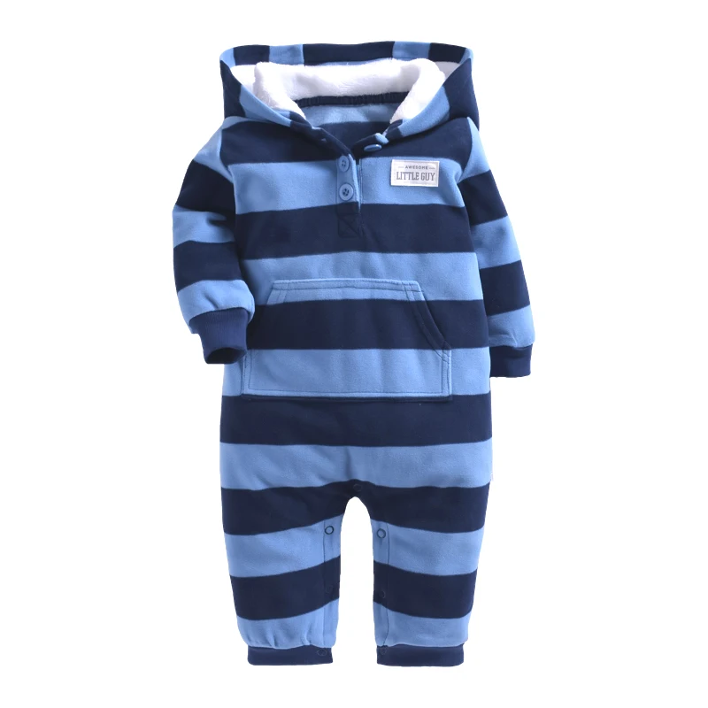 

2018 Baby Rompers Coat Autumn Winter Clothes Kids Boy Romper Newborn Cute Ear Coat Striped Hooded Jumpsuit Kids Girl Outwear