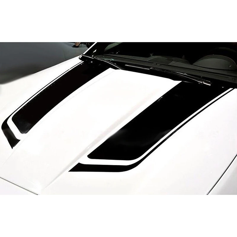 Decoration Car-Styling Stickers 2pcs 85cm Black Racing Sports Stripe Car Hood Bonnet Vinyl Sticker Decal Mayitr