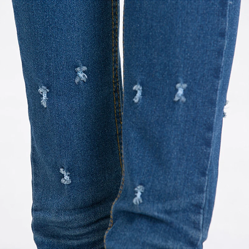 Джинсы для беременных с дырками, зауженные джинсы хорошего качества из хлопка, потертые синие узкие джинсы-карандаш для беременных женщин, одежда для беременных, джинсы
