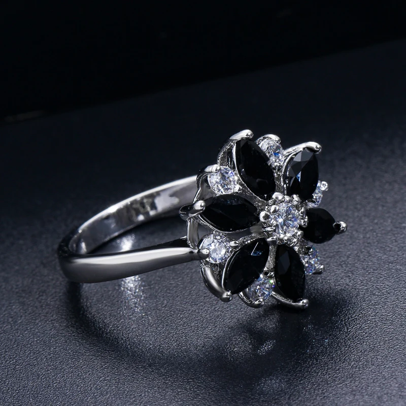 ANGELCZ бренд Королевский синий обручальное кольцо с цветком проложить маркиза AAA CZ Кристалл Модные свадебные кольца для женщин ювелирные изделия AR069