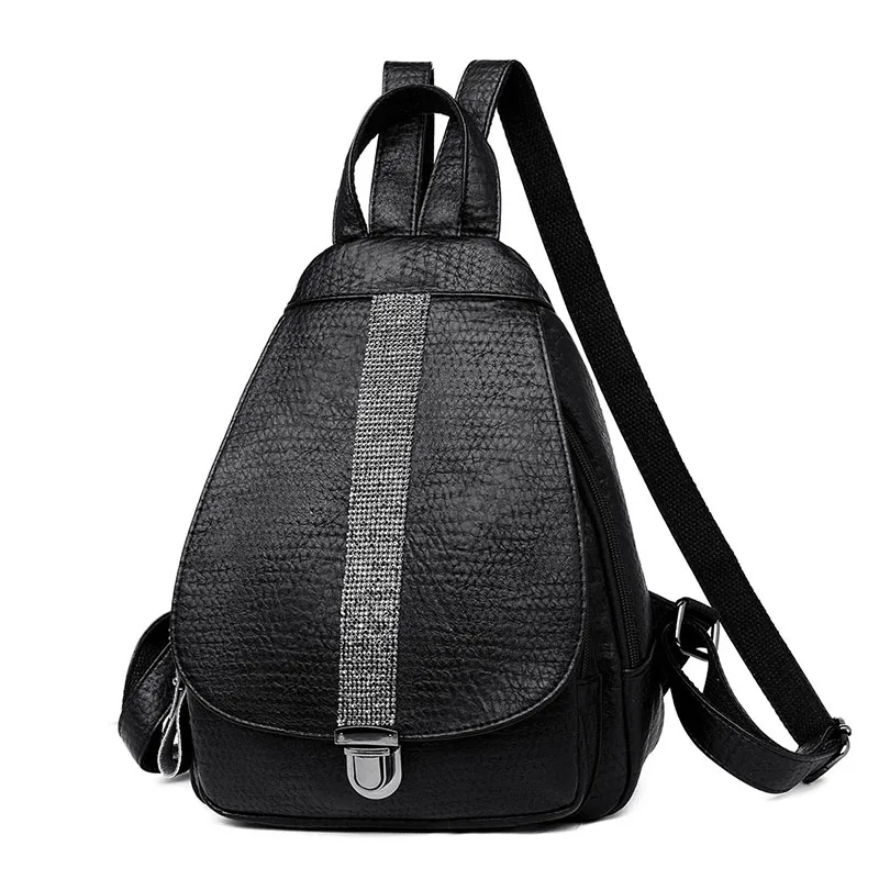 Черный Модный рюкзак для женщин из искусственной кожи, рюкзаки для девочек-подростков, высокое качество, женская школьная сумка на плечо, Женская Повседневная Ранец - Цвет: Черный