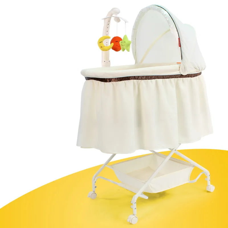 

Environmental Protection Multifunction Baby Cradle Newborn Music Toys Cradle Bed Silent Wheel Baby Bed Portable Baby Crib C01