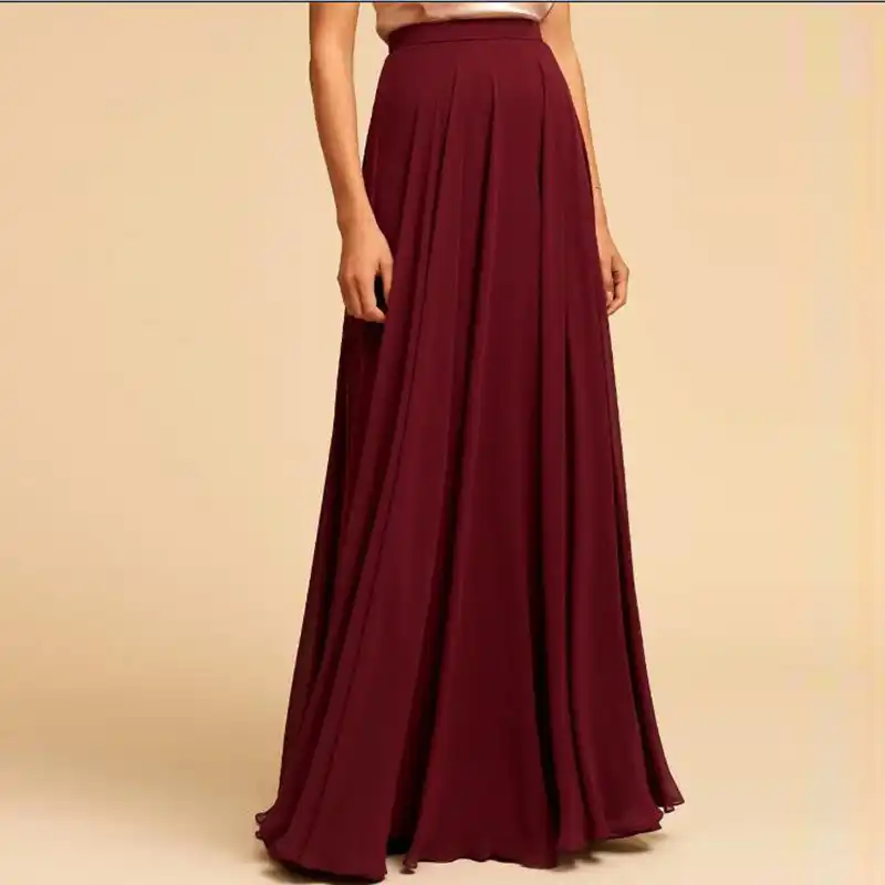 burgundy chiffon maxi skirt