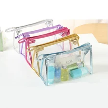 2016 New Transparent Waterproof PVC Cosmetic Bag Envelope Receive Toiletry Bags Makeup Bag Organizer 5 Colors To Choose ^32