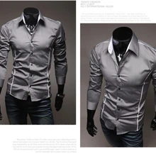 Мужская облегающая индивидуальная отделка уникальная горловина стильное платье с длинным рукавом мужские рубашки