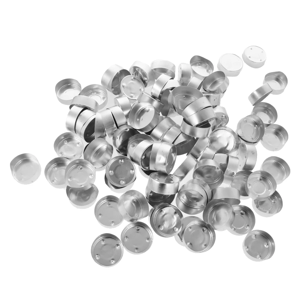 

200 Pieces Metal Tea Light Making Tools Scented Candle Making Mould Cup Wax Wick Holders Containers 2 Designs