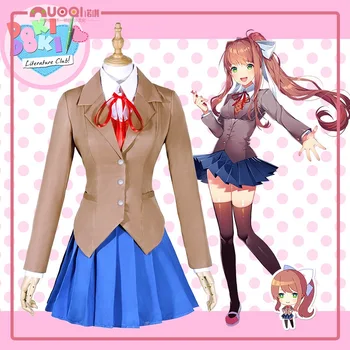 

[STOCK] 2018 Anime Doki Doki Literature Club! Monika Cosplay Costumes School Uniform Skirt For Girl Free shipping NEW