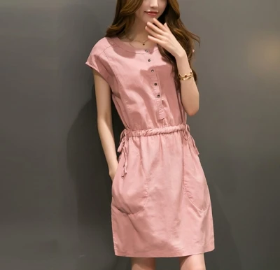 GUYUNYI простое хлопковое платье для девочек на лето 2020 Vestidos с карманами и