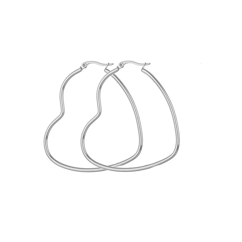 1 Pair Women Earrings Stainless Steel Rounded/Heart Shaped Smooth Big Large Earrings Hypoallergenic Jewelry 30-60mm - Image 4