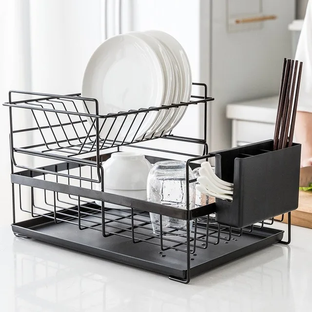 

Kitchen Storage Organizer Dish Drainer Drying Rack Metal Sink Holder Tray for Plates Bowl Cup Tableware Shelf Basket