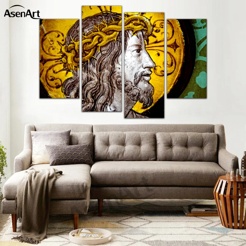 4 Piece Canvas Art Christianity God Jesus Print Painting on Canvas