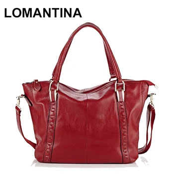 

LOMANTINA BRAND England Style Genuine Leather Bag Woman Handbags Ladies Shoulder Bags OL Style Cowhide Women Tote Ladies Purse