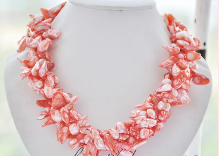 

fastz6726 2strands 20mm pink baroque Tail freshwater pearl necklace 48inch NEW