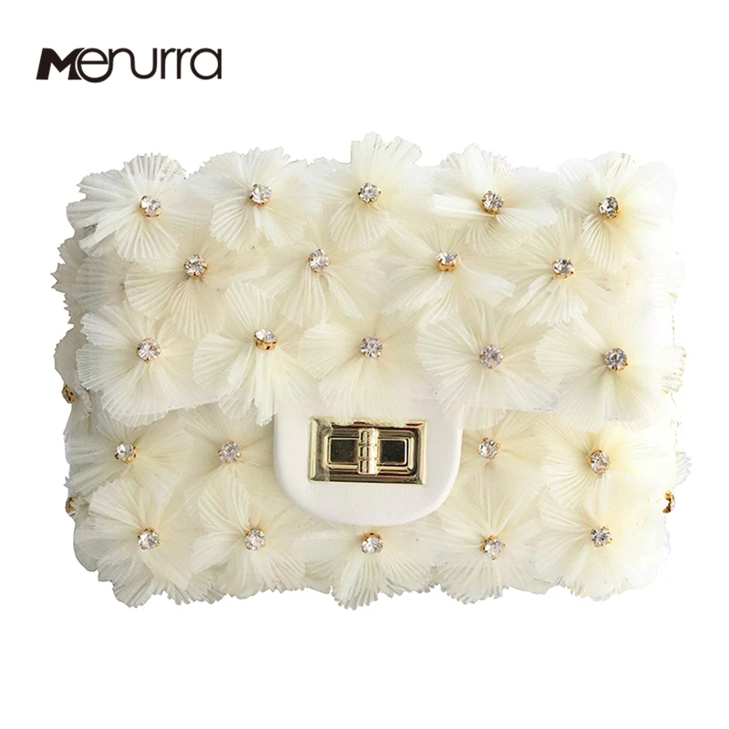 

Fashion Flower Handbag Diamond Clutch Bag Hollow Relief Lace Luxury Handbag Banquet Party Purse Women's Shoulder Bag