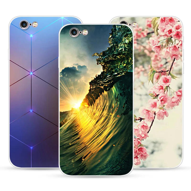 

Silicone Case For iPhone 7 7Plus 6 6S 6Plus 5 5S SE Case Soft TPU Cover Flower Cat Fox Clear For iPhone 6S 8Plus X