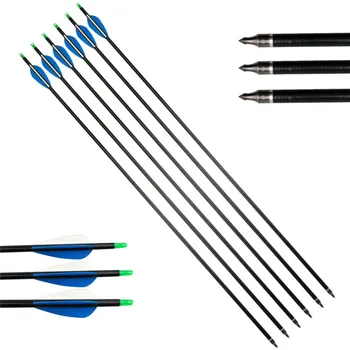 

6/12 PCS Spine 500 Archery Fiberglass Arrows Practice Nocks Fletches Target Points Arrowheads Recurve Compound Bow Hunting