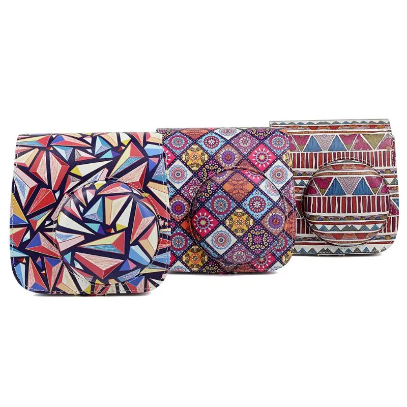 

Colorful Rhombic National Style Camera Bag Case Cover with Shoulder Strap For Fujifilm Instax Mini 9 Mini 8 Mini 8+ Camera