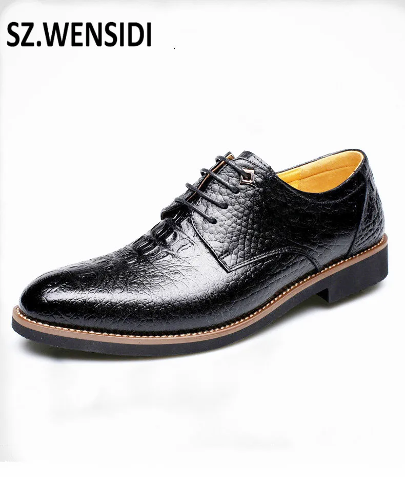 

SZ.WENSIDI Quality Soft Breathable men's Flats Lace-Up Shoes casual massage shoes nice new style Men black brown dermis shoes