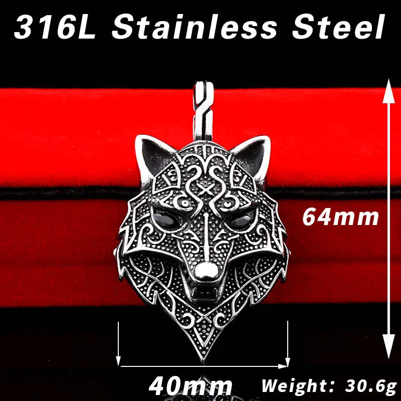 Beier 316L stainless steel Nordic Viking Amulet scandinavian wolf head Necklace Animal Original pendant necklace Jewelry LP354