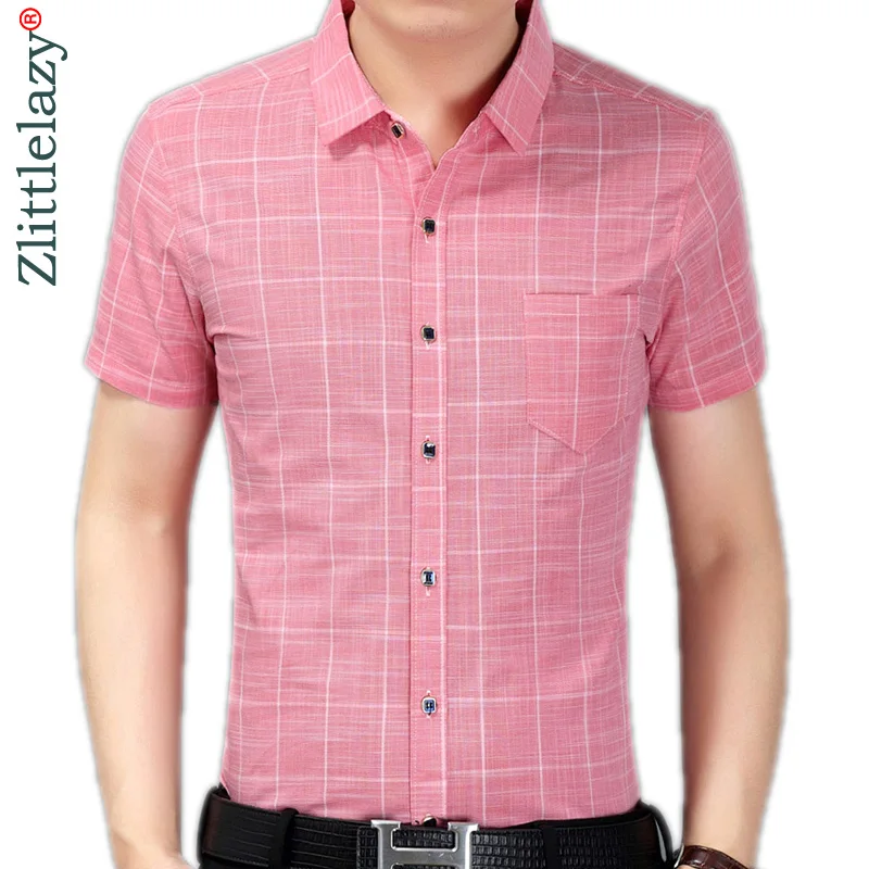 

2019 plaid men shirt new cool clothing social short sleeve summer formal fashions shirts mens dress casual slim fit clothes 200